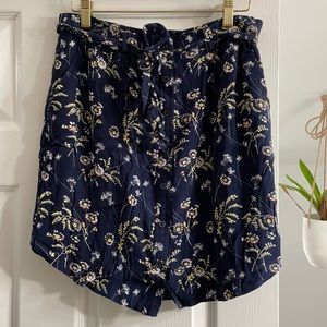 LOFT Tie Waist Floral Skirt